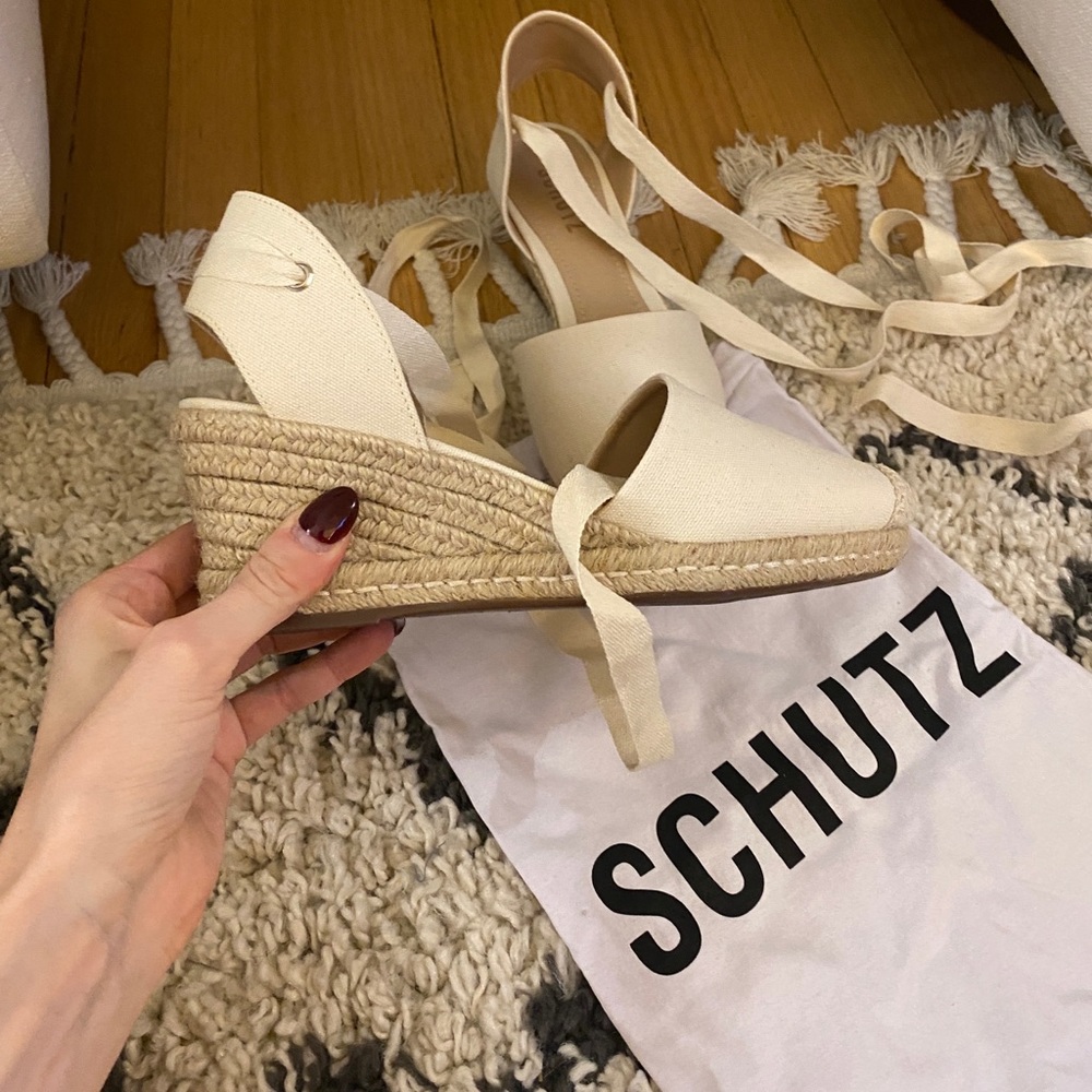 Schutz Espadrille wrap wedges